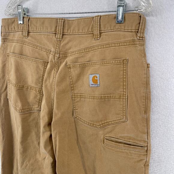 CARHARTT Pants Mens 34x32 Relaxed Straight Rigby Canvas Work Cotton Beige - Picture 6 of 16